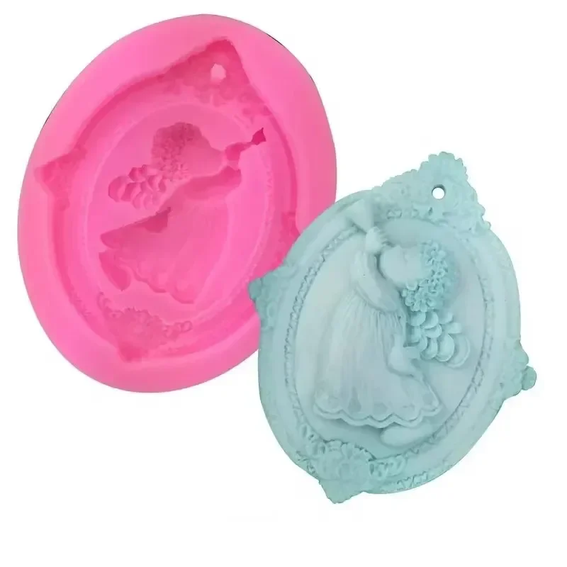 

2026-Latest Model Mold Pink Silicone 3D Angel Mold Gypsum Soap Resin Making Cake Chocolate Candle Mold DIY Make Tool Mould Oval