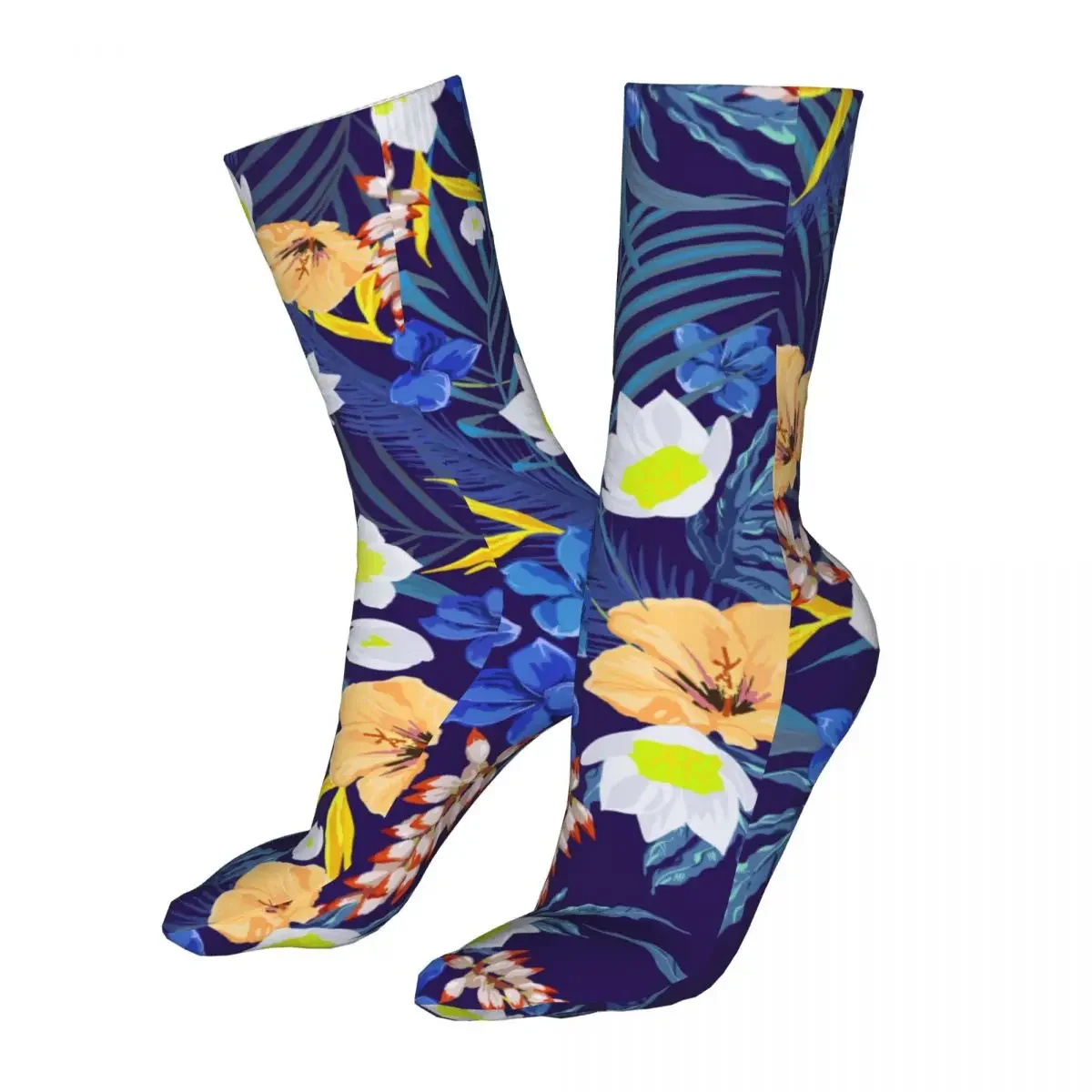 Fashion Socks Men's Women's Casual Beautiful Tropical Flowers Socks Blue Exotic Floral Graphic Sock Spring Summer Autumn Winter