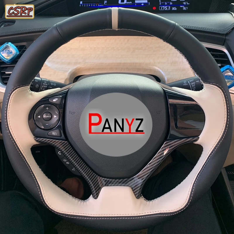 Hand Stitched Car Steering Wheel Cover for Honda Civic Civic 9 2012 2013 2014 2015 Braid Full Coverage Carbon Fiber Leather