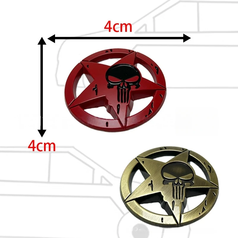 3D Round five-pointed star Skull Mastermind for Motorcycle Car Helmet Racing Laptop car Fender Rear Decal Emblem Badge Sticker