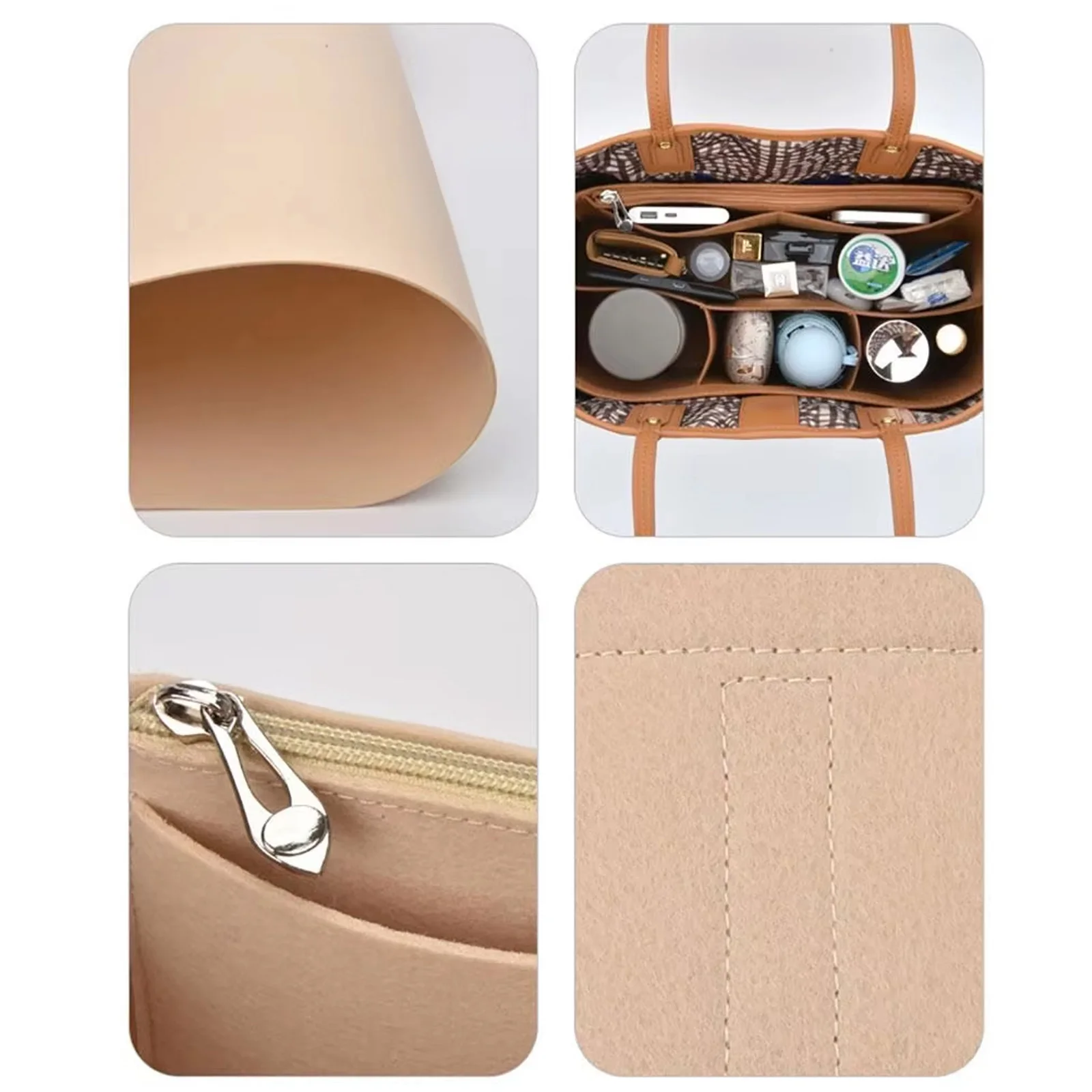 Filz-Geldbörsen-Organizer, Handtaschen-Tragetaschenformer, Insert Liner Shaper-Tasche in Taschen für Liz Visetos Speedy Neverful 2025 – Detail 3