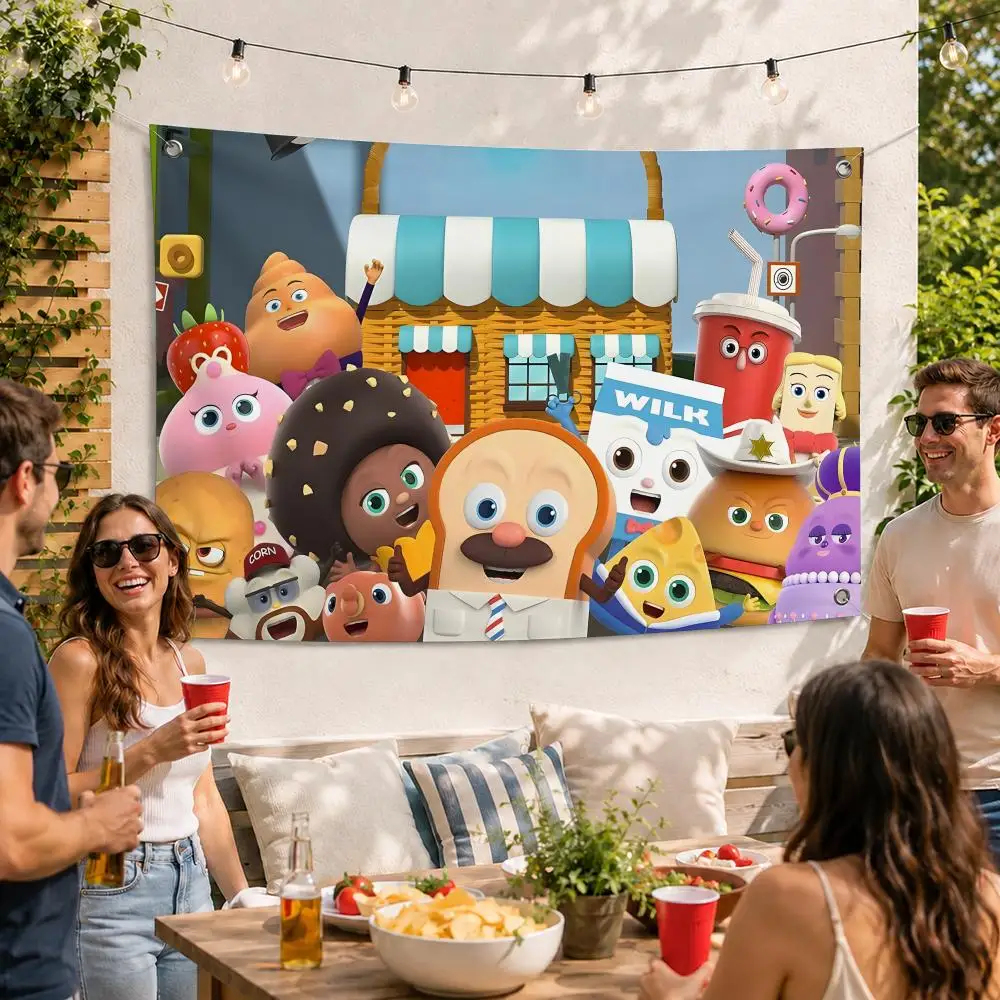 Bread Barber Shop Cartoon Flags Durable Outdoor Indoor Festive Decoration Classic Design Wall Room Banner