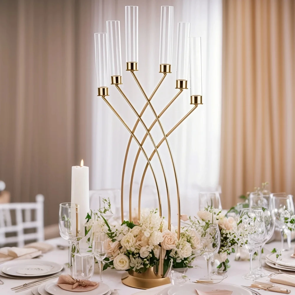

5pcs/10pcs)f30 Gold Metal Candlestick for Wedding Centerpiece Stage Decoration Candelabra