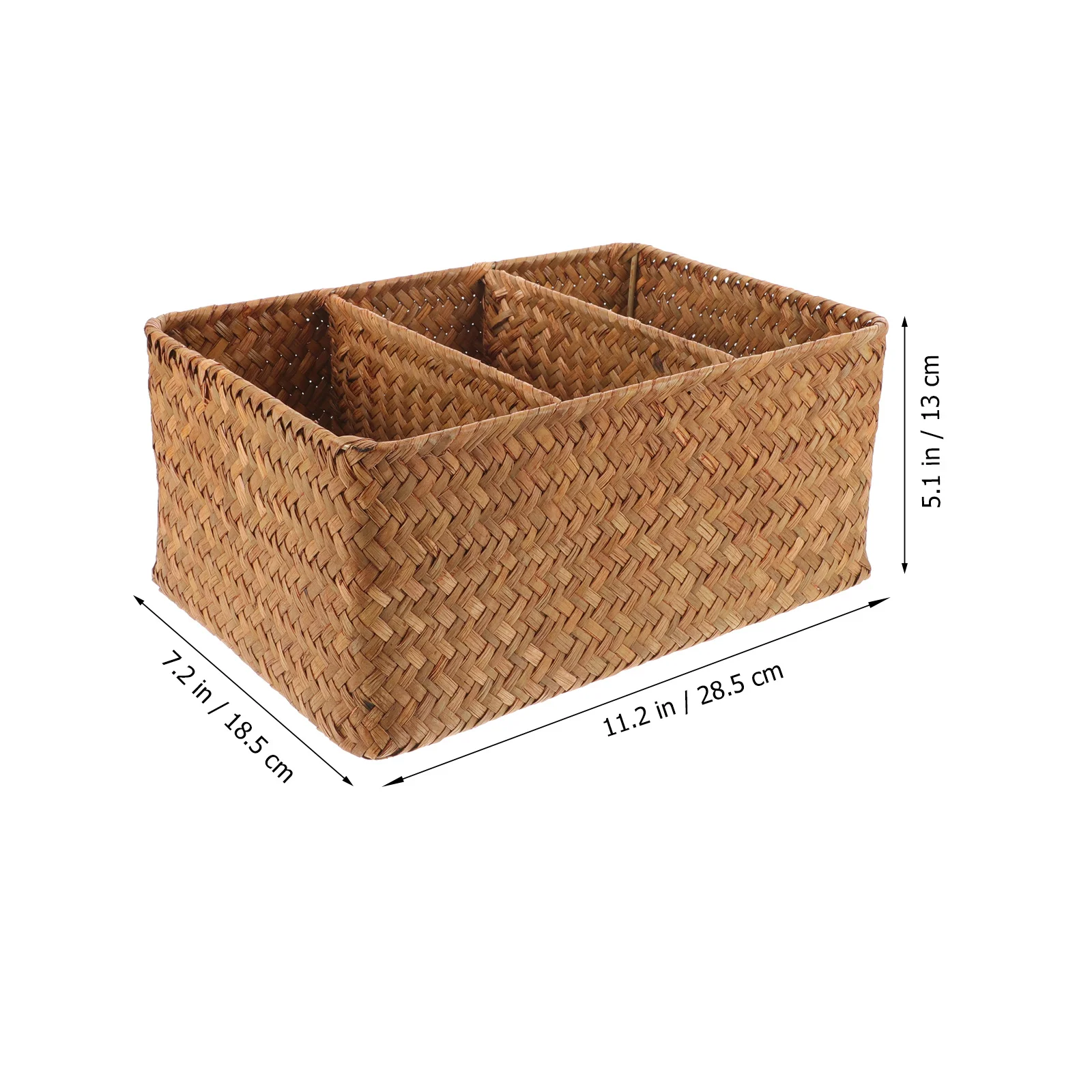 

3-Compartment Counter Organizer Bathroom Storage Bin Divided Basket Sturdy Rustic Storage Baskets for Bathroom Kitchen Counter