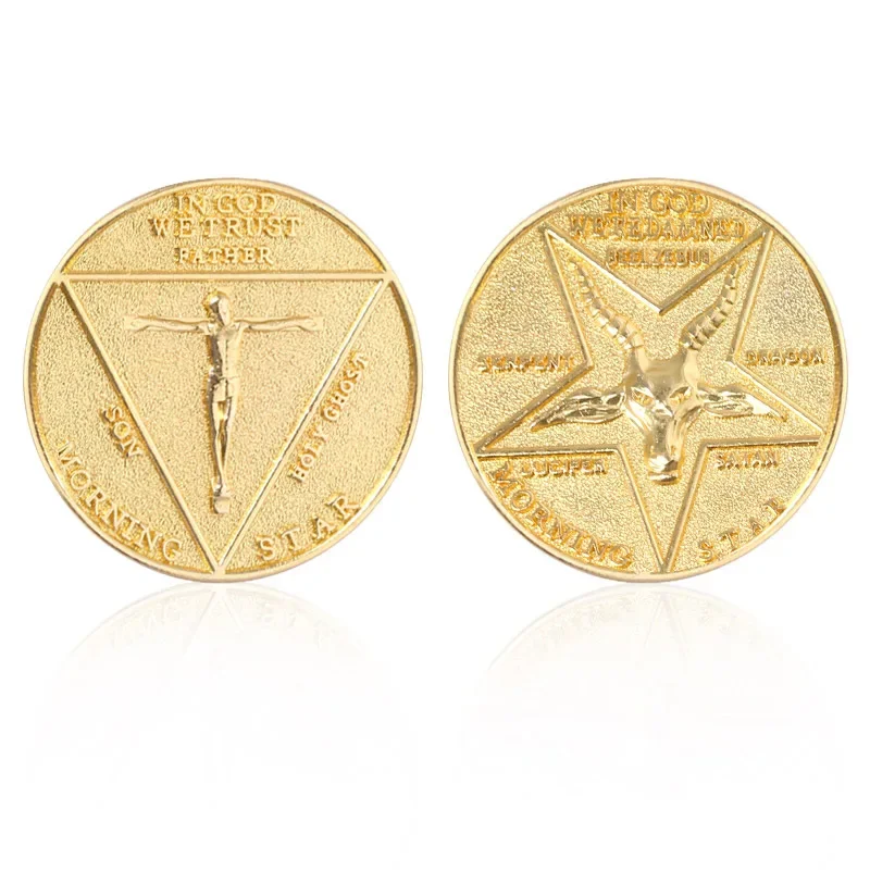 Lucifer Morning Star Satanic Pentecostal Coin Cosplay Costume Props TV Show Badge Commemorative Halloween Metal Accessories