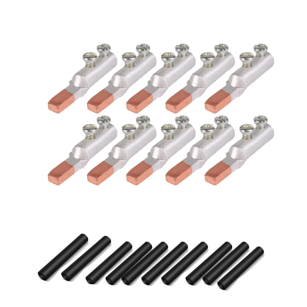 DTLC Copper Aluminum Terminals 10PCS Cable Crimp Terminals Wire Connectors with Heat Shrink Tubing Variety of Sizes