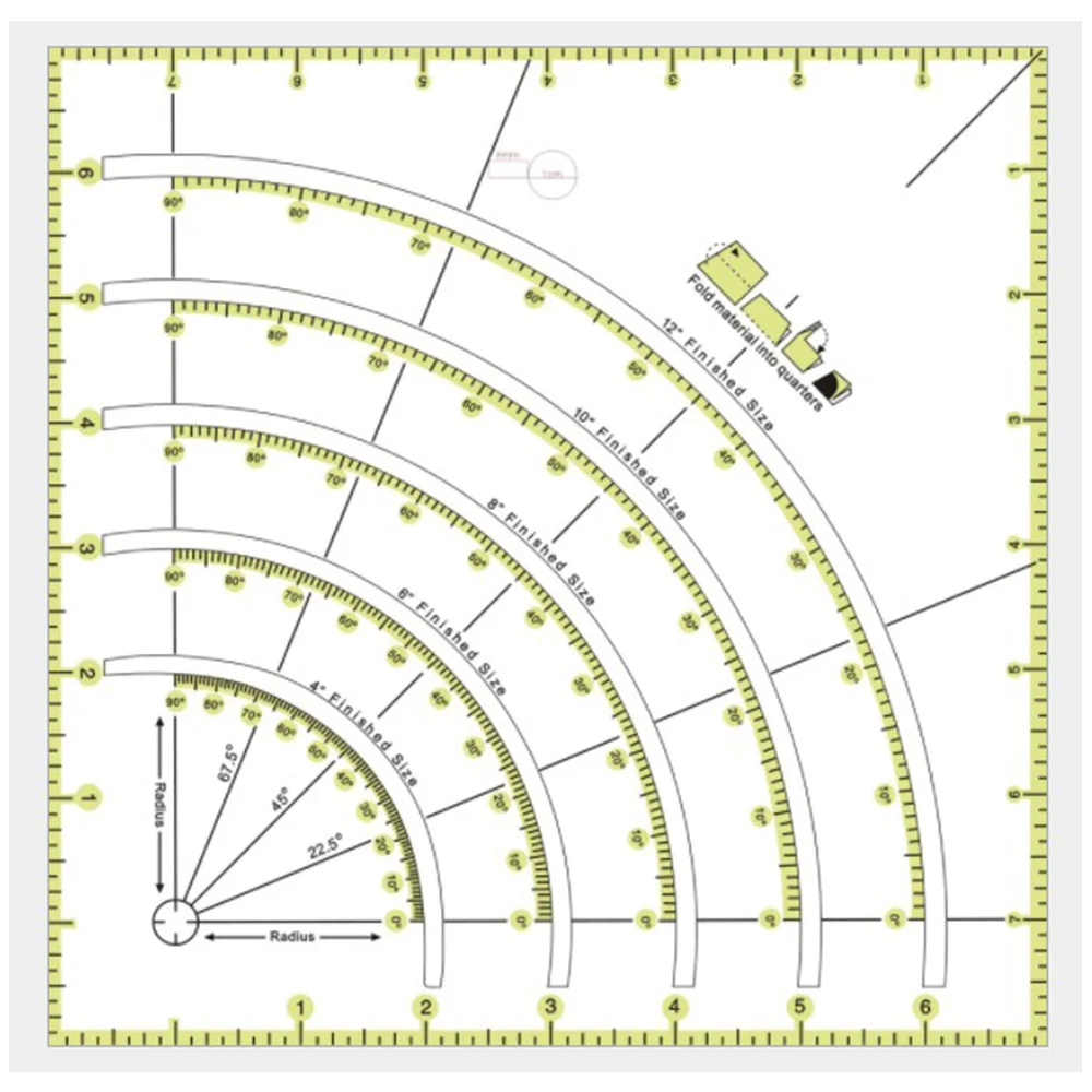 Multifunctional Patchwork Cloth Quilting Ruler Arcs and Fan Quilt Circle Cutter Ruler DIY Sewing Craft Tools