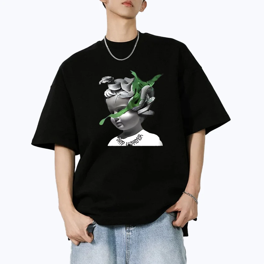 

2025 New Fashion Summer Street Hip Hop Oversized T-shirt Men Women 100% Cotton Crew Neck short sleeve t-shirts Unisex clothing