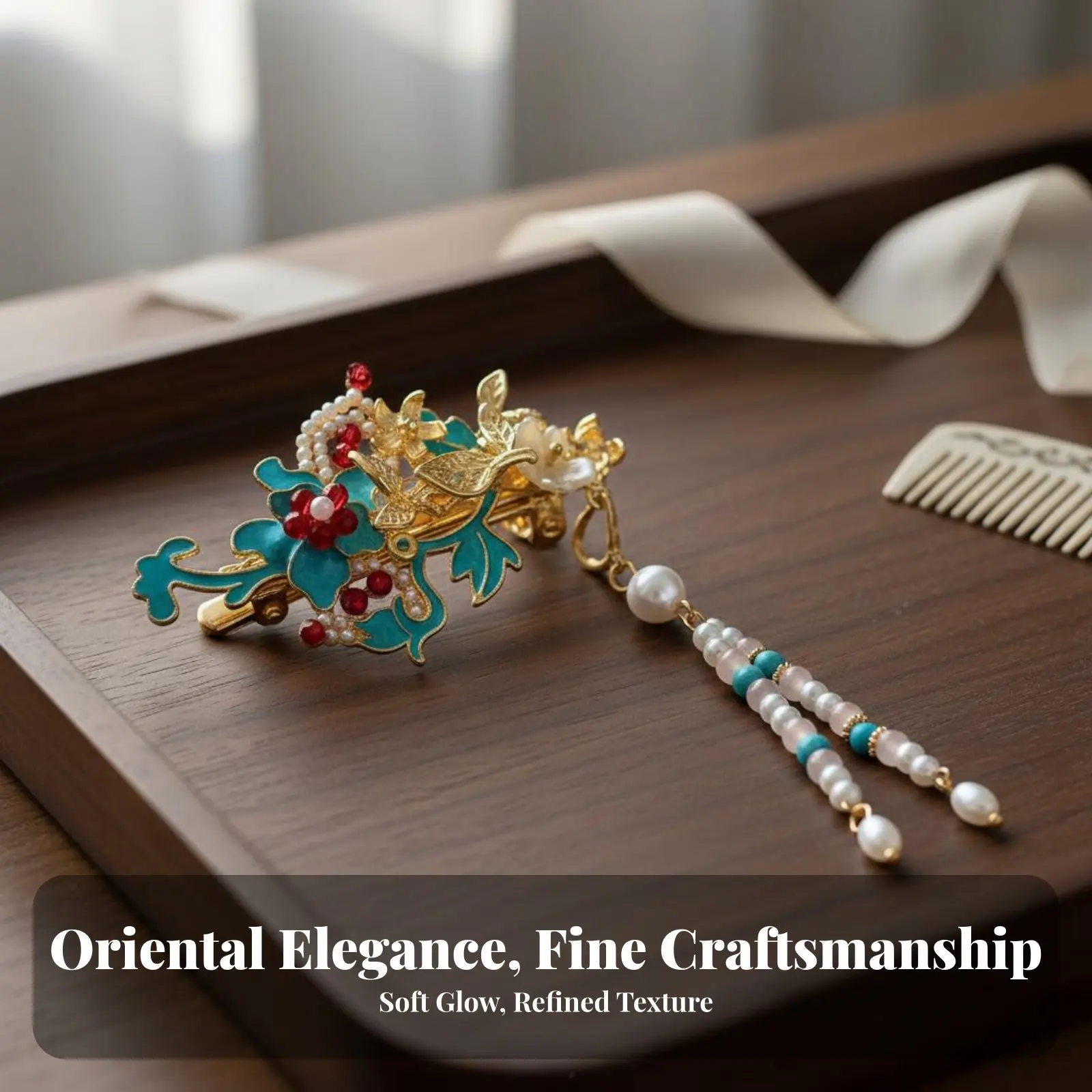 

Заколка для волос с китайским дизайном и кисточками, элегантный дизайн, традиционная китайская одежда, заколка с кисточками, эмалевая заколка с бусинами, ручная работа