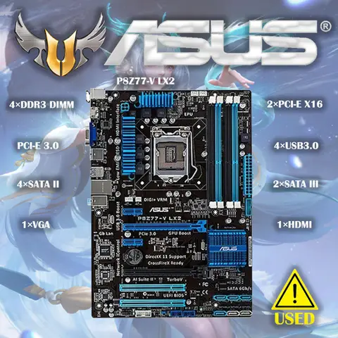 Asus P8Z77-V LX2  Desktop Motherboard Z77 Socket LGA 1155 i3 i5 i7 DDR3 32G SATA3 USB3.0 ATX