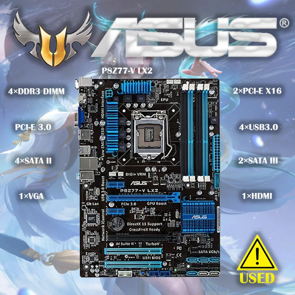 Asus-Placa Mãe Desktop, P8Z77-V LX2, Soquete Z77, LGA 1155, i3, i5