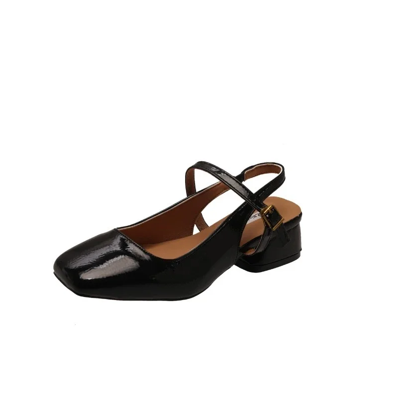 

Eilyken High Quality Fashion Soft Leather Square Toe Women Pumps Sandals Buckle Strap Casual Party Low Heels Female Shoes