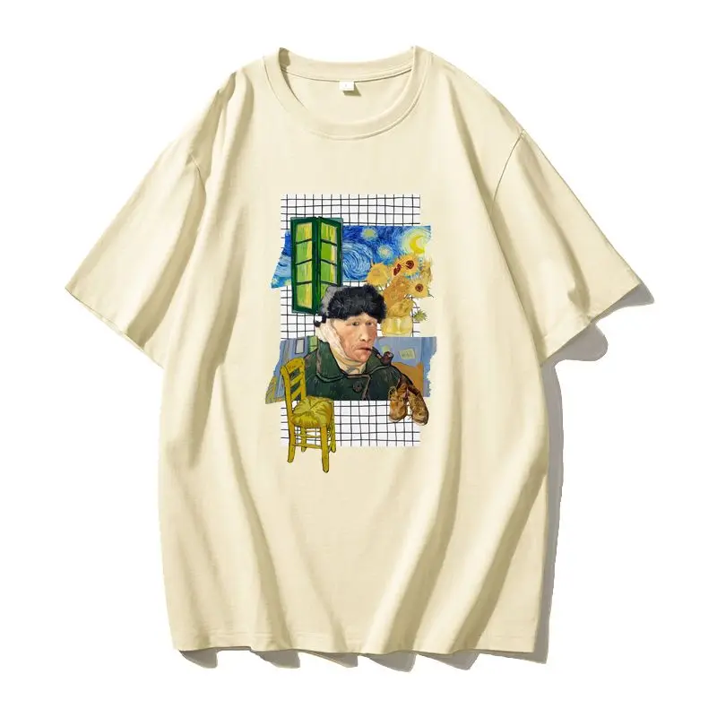 

Футболка с автопортретом, забавным искусством солнца, винтажная мужская и женская свободная хлопковая футболка в стиле ретро с короткими рукавами