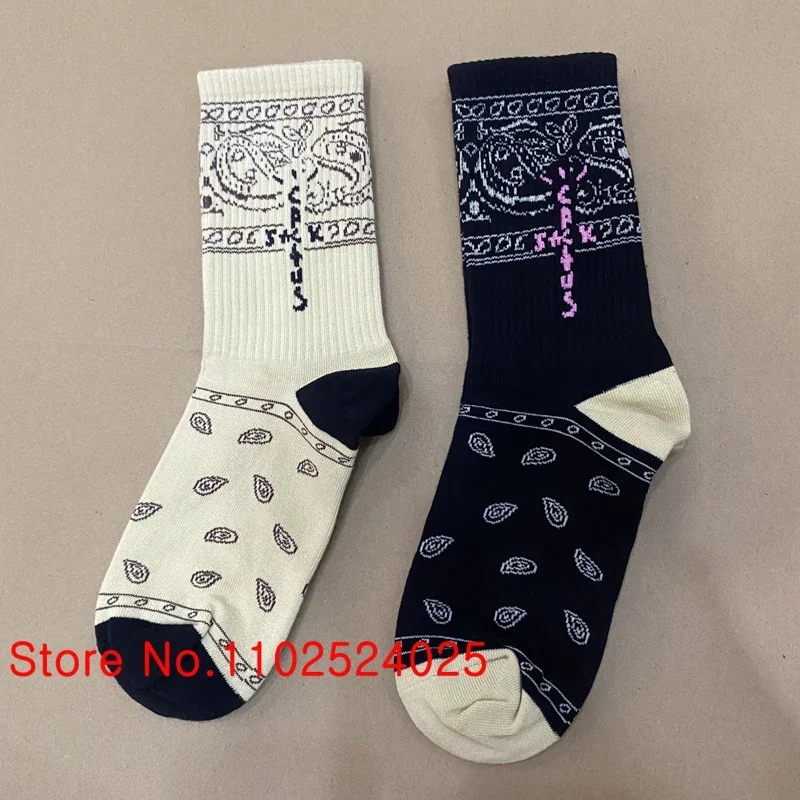 2024 New Autumn Winter Cactus Jack Middle Tube Socks Embroidered Knitted Trend High Top Sports Socks Unisex