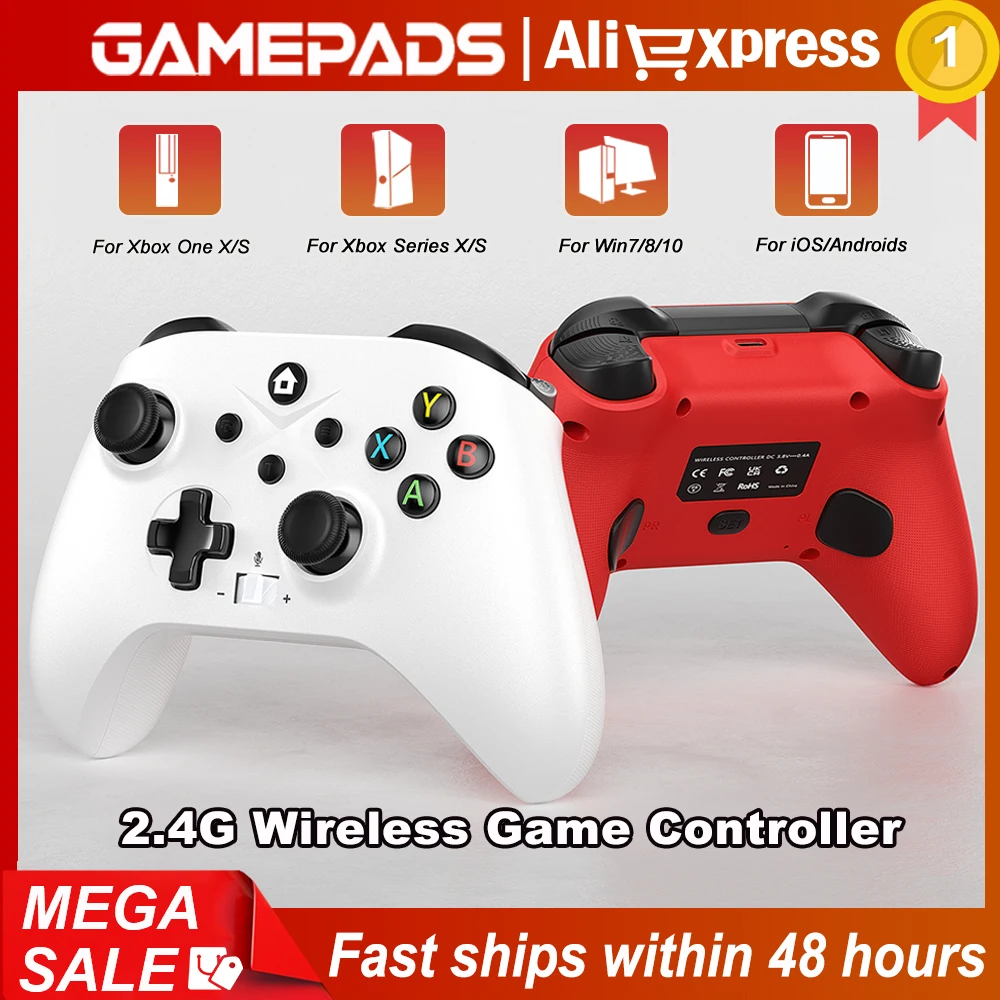 Controle Sem Fio 2.4G para Xbox One, Xbox Series S, Controle Xbox com Vibração Dupla/Six Axis Multi Game