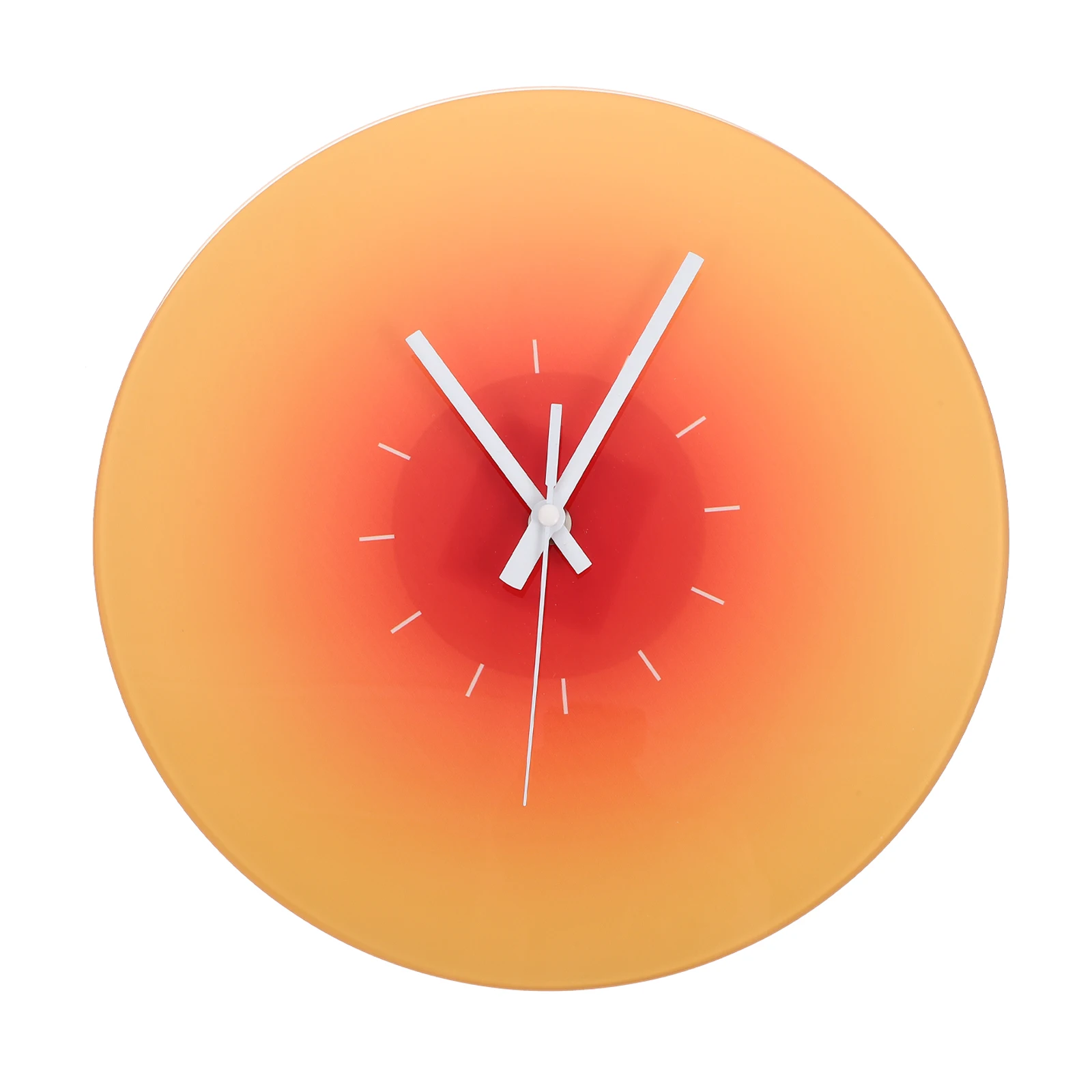 

12 Inch Sunset Gradient Glass Clock Modern Simple Decorative Non-Ticking for Home Office Bedroom Living Room Decoration Wall