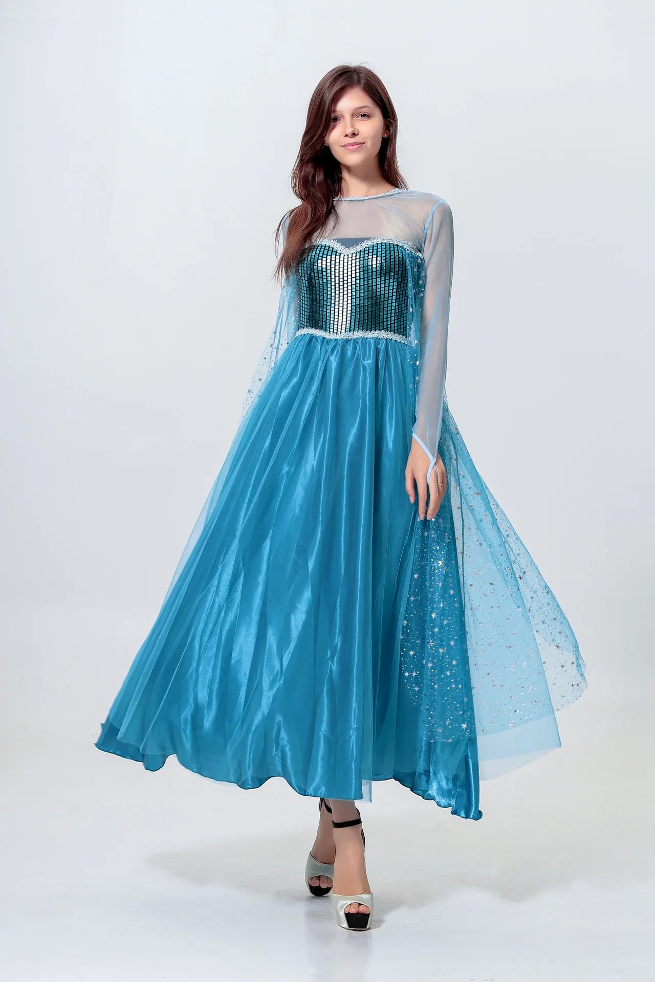 فستان أميرة أزرق للهالوين، زي تنكري لشخصية الملكة من الحكايات الخيالية، فستان إلسا قطعة واحدة، زي تقليدي للنساء، ملابس للمسرح