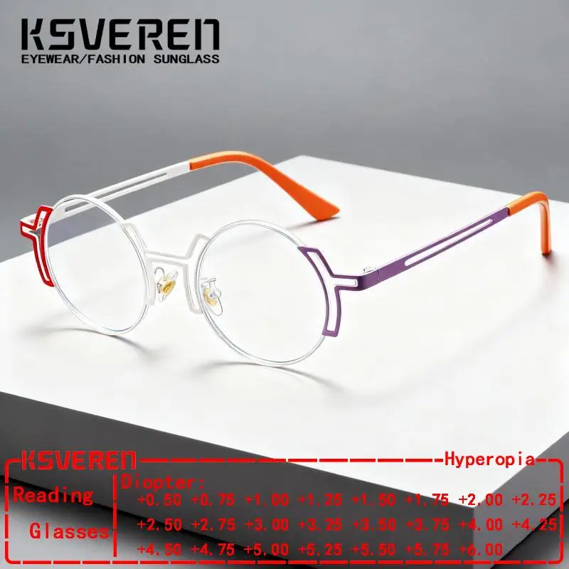 

Metal Round Blue Light Blocking Reading Glasses Women Retro Hollow Presbyopic Eyewear Female Designer Clear Lens Optical Glasses