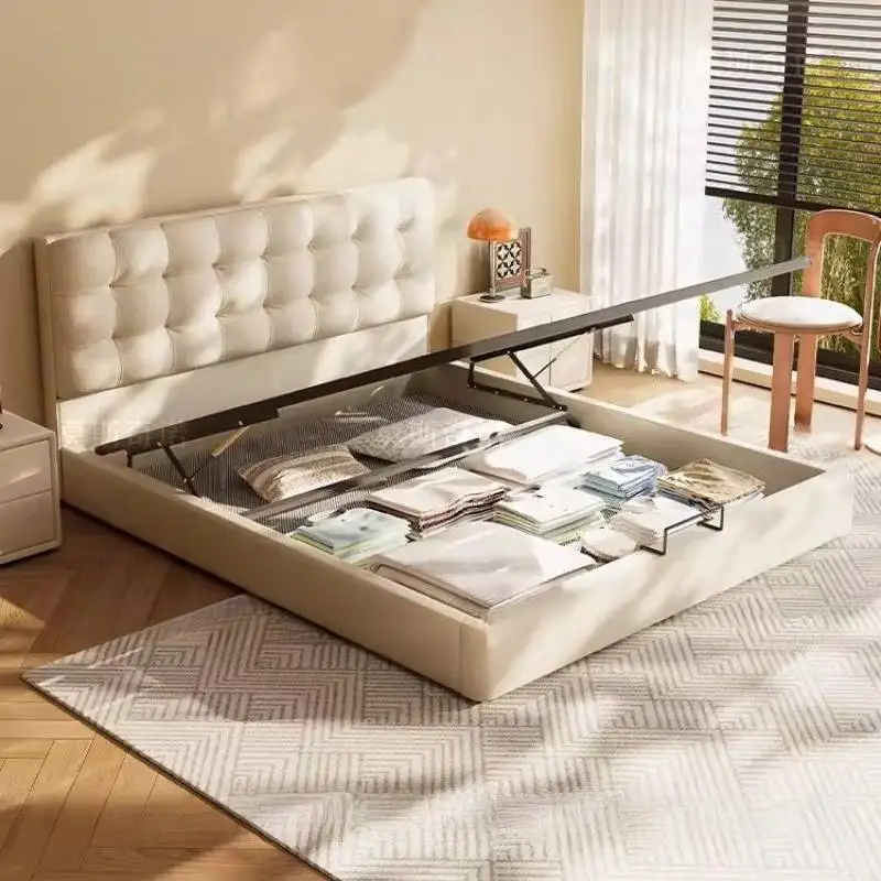 Elegant Bedding Double Bed Backrest Headboards Storage Solid Luxury Bed Household Japanese Muebles Para Hogar Home Furniture