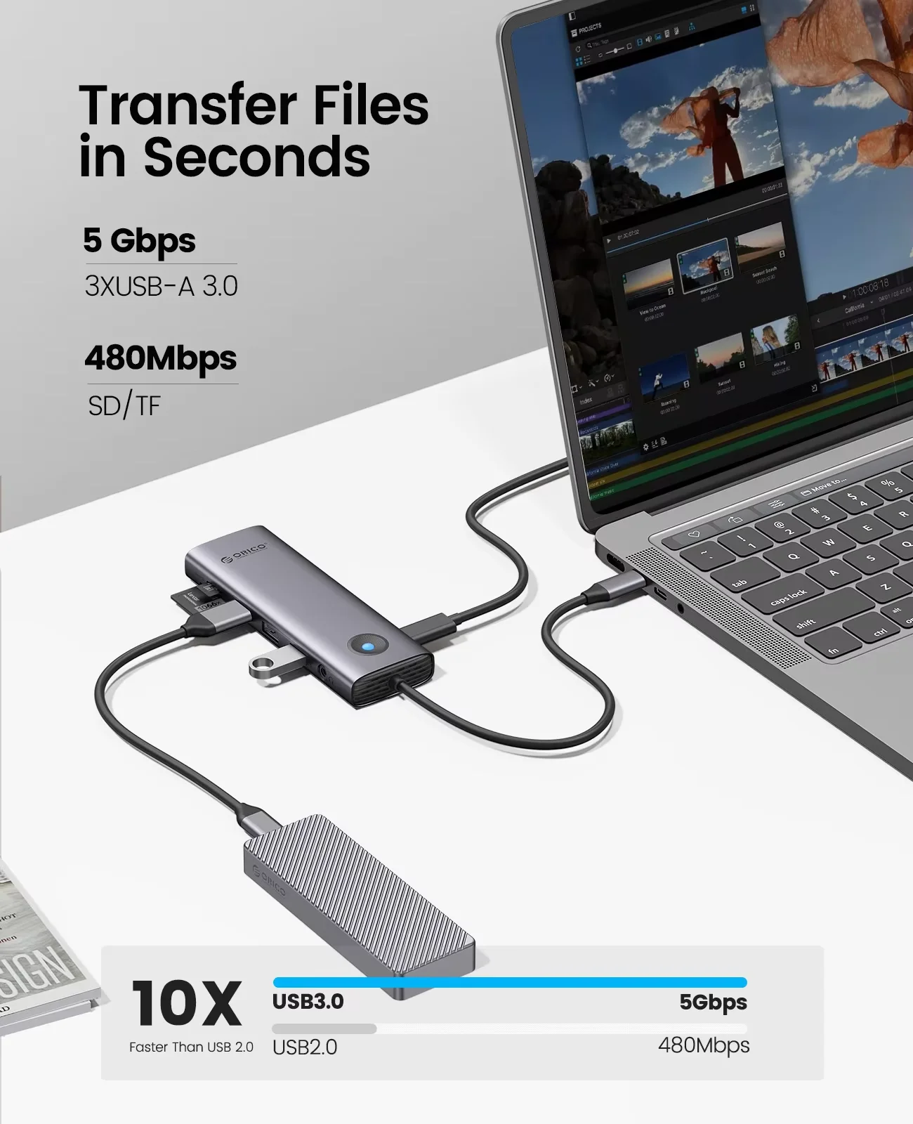 ORICO 5Gbps USB C HUB 4K60Hz T - Laptop Accessories Macbook 评论和价格
