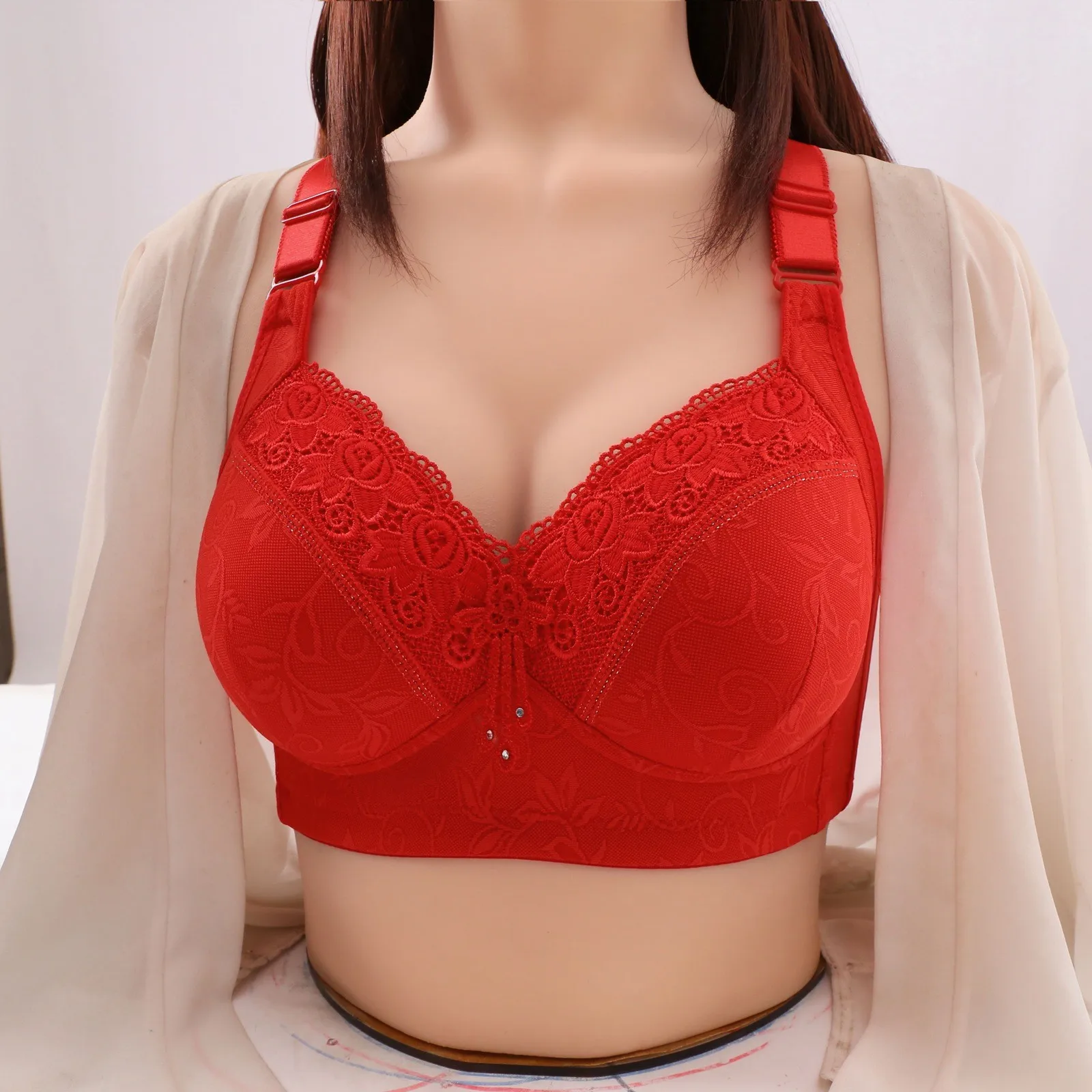 Ladies\' Autumn And Winter New Collection Adjustable Breast Bra Without Steel Ring Large Chest Display Support Bras for Women