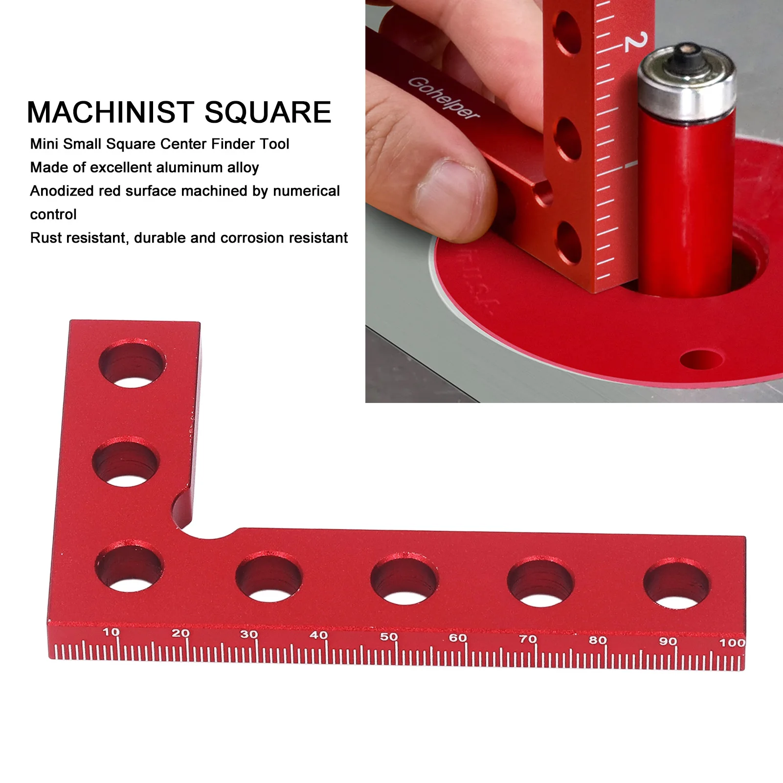 

Center Finder Tool Anodized 90 Degree Quick Measuring Marking Useful Easy To Read for Woodworking for Carpenters
