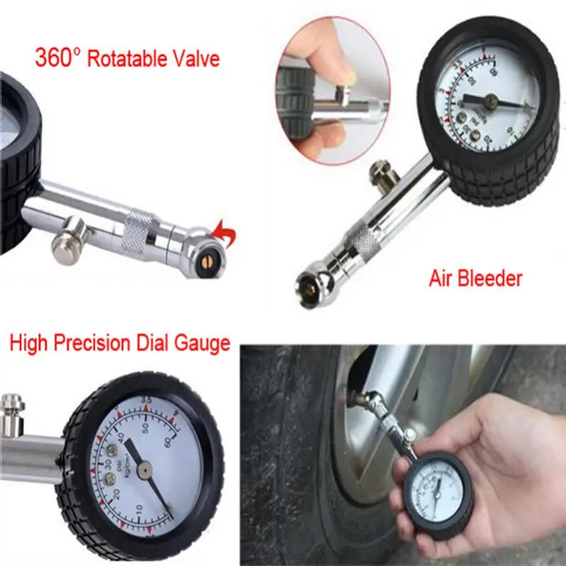 Portable UNIT YD-6025 Accurate Automobile Car Tire Air Pressure Gauge Tester 0-60PSI Dial Meter for Vehicle