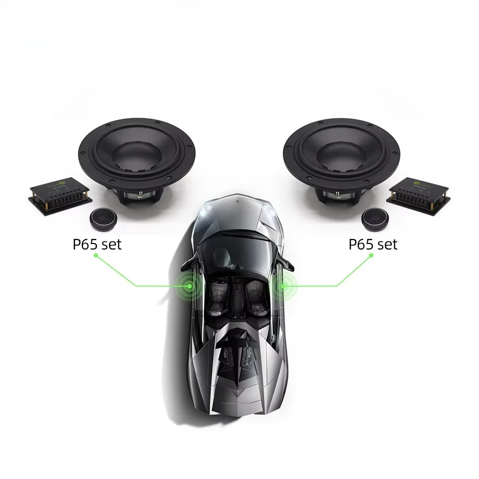 Car Audio 2 Way Speaker 6.5 Inch Woofer 2.5 Inch Tweeter Sound Equipment Speakers Aluminum Copper Universal Black 12V