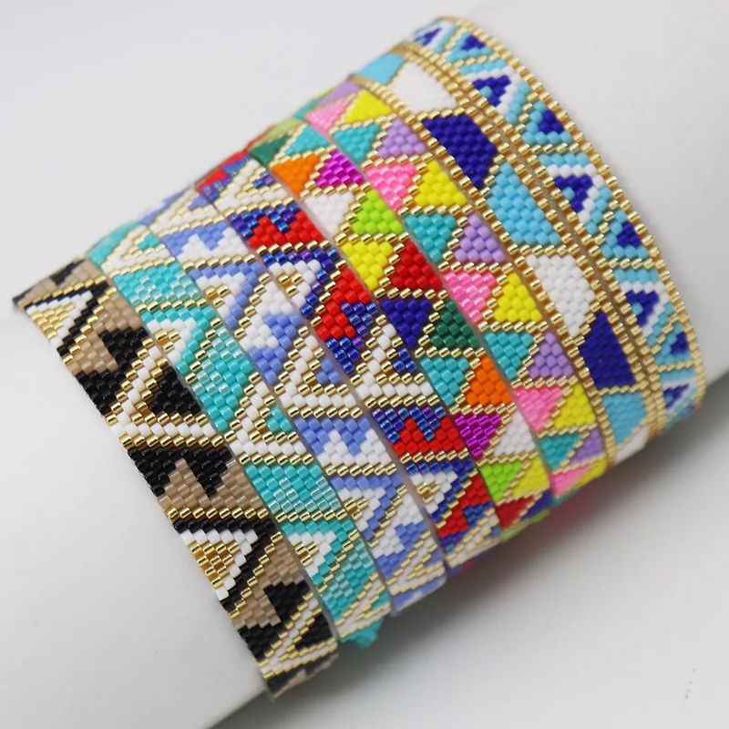 بوهو البوهيمي مثلث ميوكي الخرز سوار مُزين بالخرز قابل للتعديل حبل الإسورة أساور للنساء الرجال مجوهرات الصداقة #1