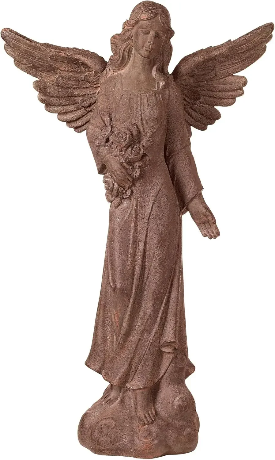 Large Tall Angel Garden Statue Sculpture Catholic Religious Holy Decor Resin Iron Rust Finish Outdoor Home House High