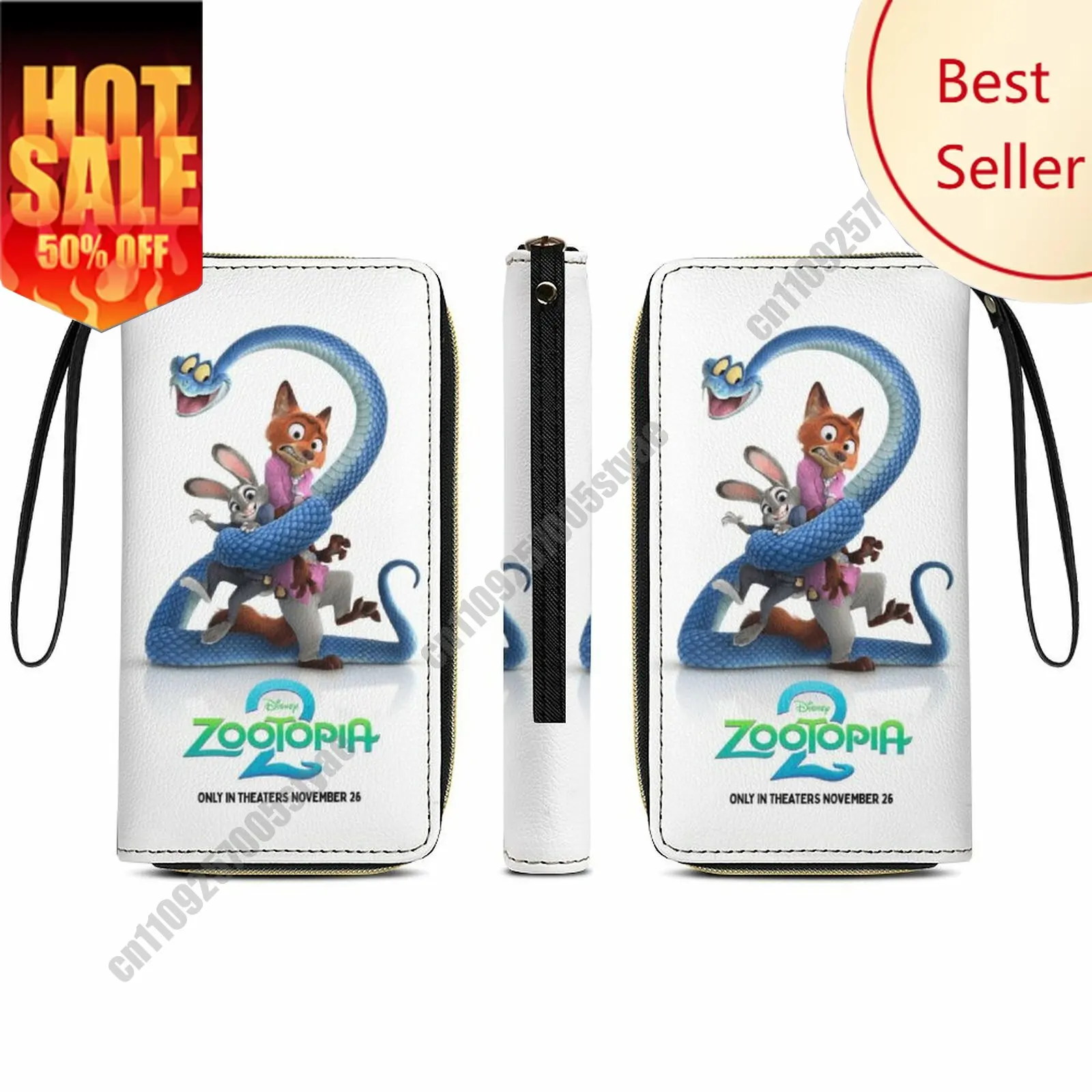 

Zootopia2 Leather Wallet Disney Licensed Customizable Personalized Design Your Pattern Portable Purse Double-sided Printing