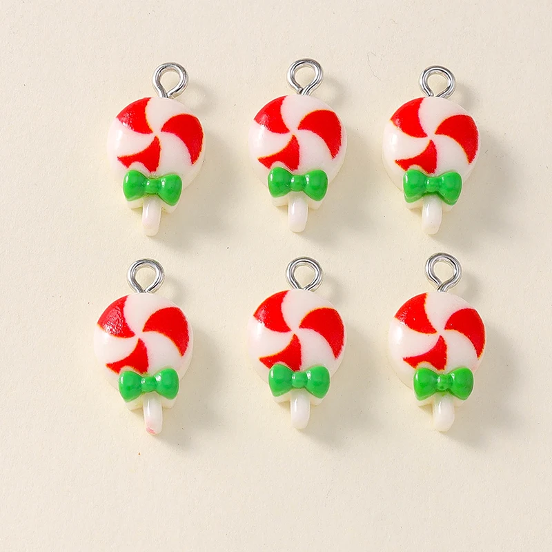 10 Stück niedliche Weihnachtsanhänger aus Kunstharz mit Weihnachtsmann, Rentier und Baum für die Herstellung von Halsketten, Ohrringen, DIY-Bastelarbeiten und Schmuckzubehör – Detail 14