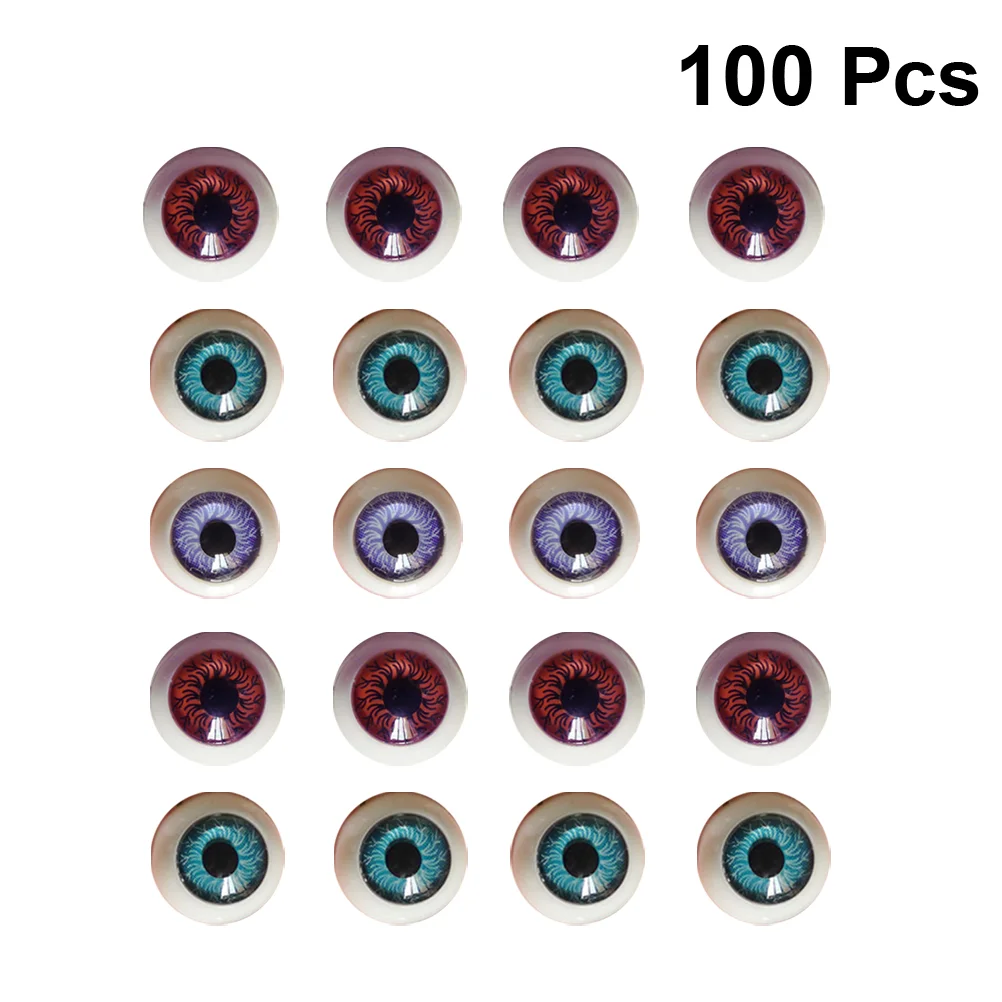 

100pcs Simulated Round Eyeballs Resin Cartoon Fake Eyes Decor Creative Eyes for Kids Crafts Assorted Colors Sizes