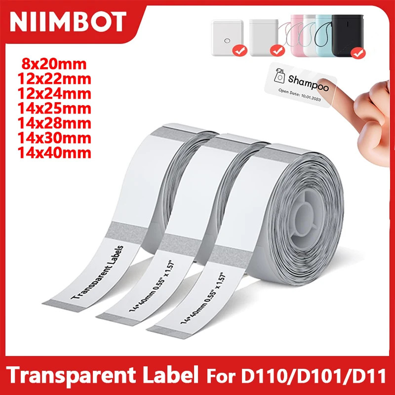 Niimbot Transparent Mini Label Printer Self-adhesive Portable Thermal Waterproof Oil Paper Label Tape for D11 D110 D101 Label Pr