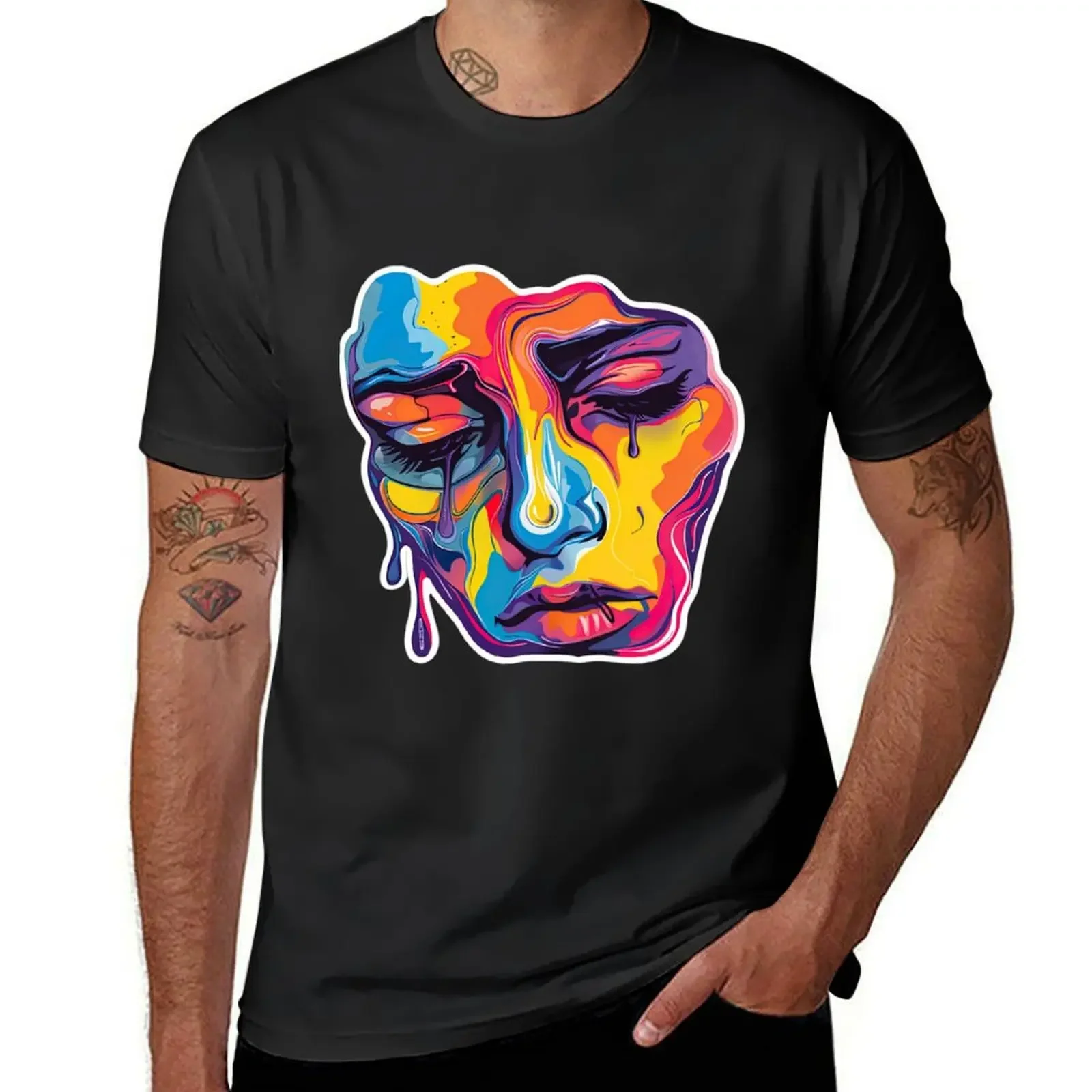 

Abstract Sad Emotion Face T-Shirt sublime tees vintage anime shirt custom t shirt men clothing