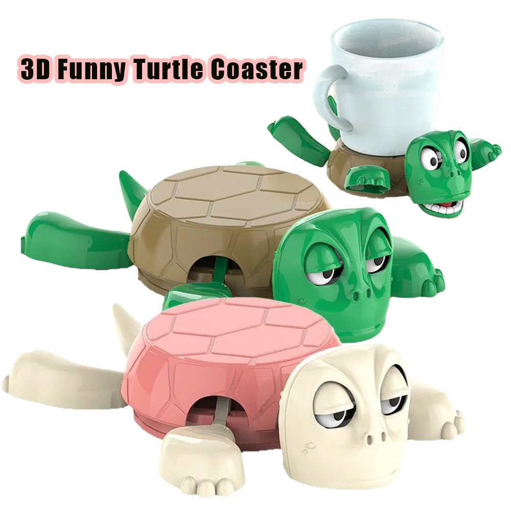 

3D Funny Turtle Coaster for Cup Tea Coffee Mug Creative & Cute Laughing Turtle Coaster Home Desktop Decor