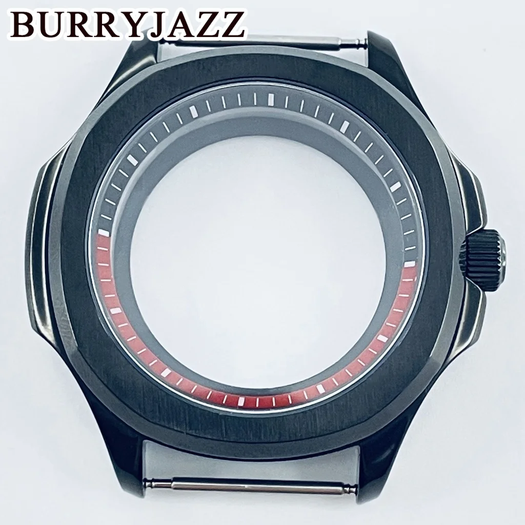 BURRYJAZZ 42mm NH35 NH36 NH34 NH38 NH70 NH72 Watch Case Waterproof Sapphire Glass Black Watch Case