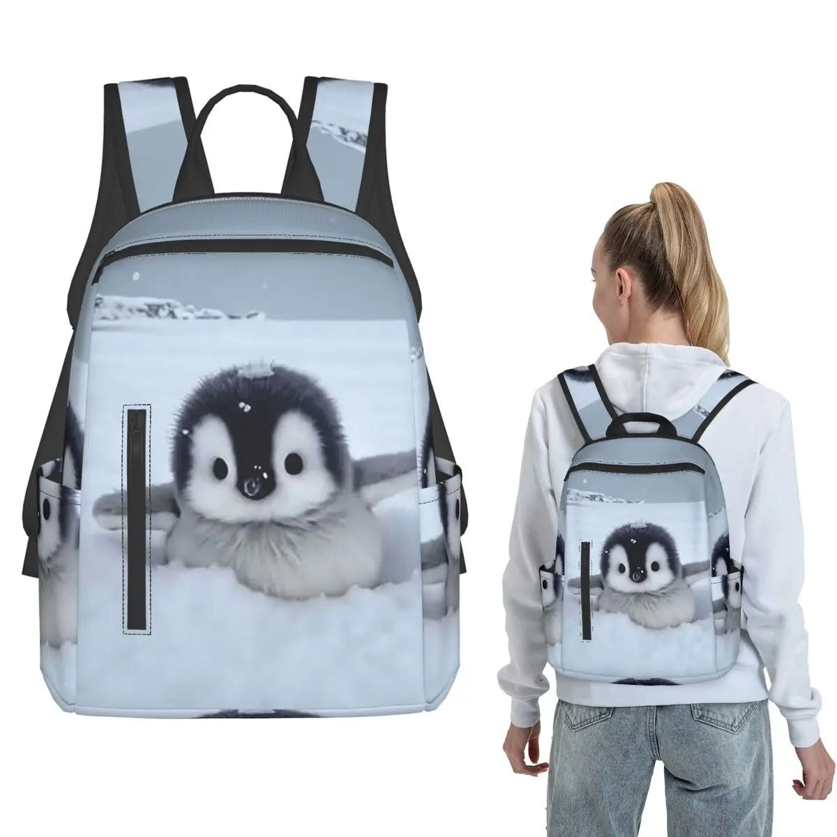 Penguins In The Snow Backpack Daypack Boys Girls BookBag School Bag Shoulder Bags for Men Women