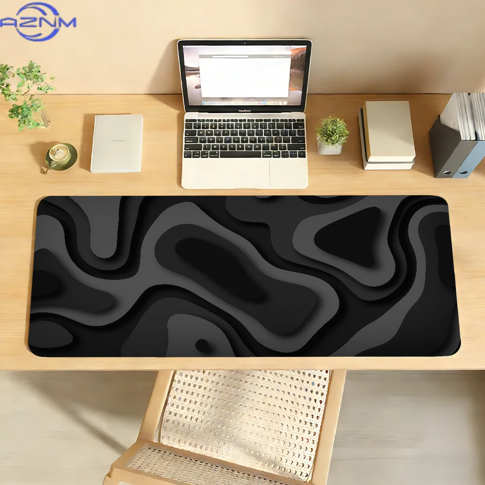 Black and grey abstract art pattern design Mouse Pad For Office Gaming And Keyboards Non-Slip Large Waterproof