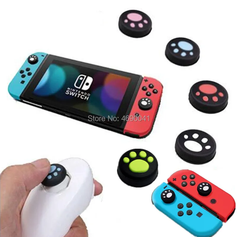2Pcs Cat Paw Silicone Thumb Stick Grips for Nintendo Switch Lite Joy-Con NS Wii Gamepad Controller Joystick Button Case Cover