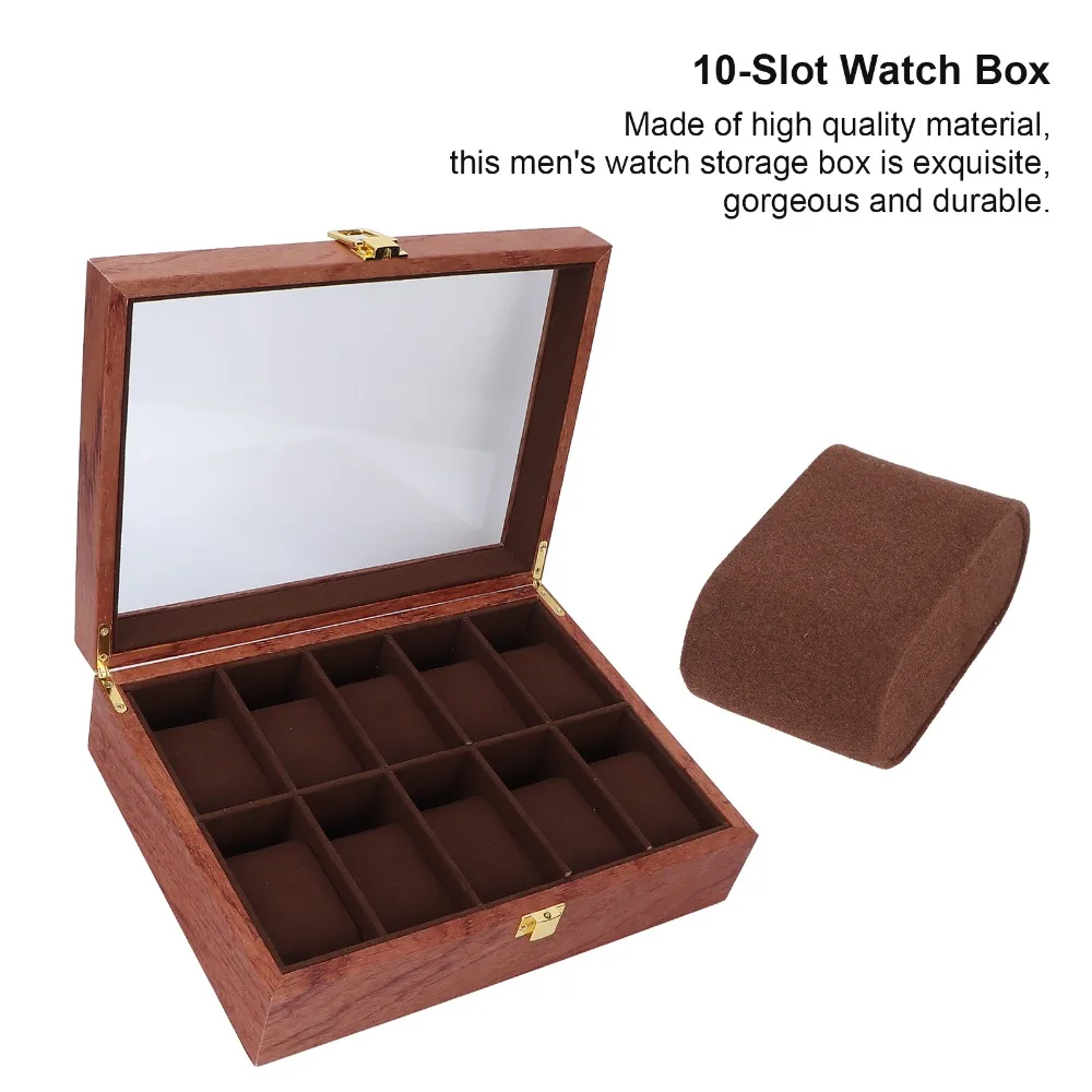 Vintage Composite Wood Watch Display Box Coffee colored watch pillow 26.5 x 20 x 8cm Watch Storage Case Watch Box For Women