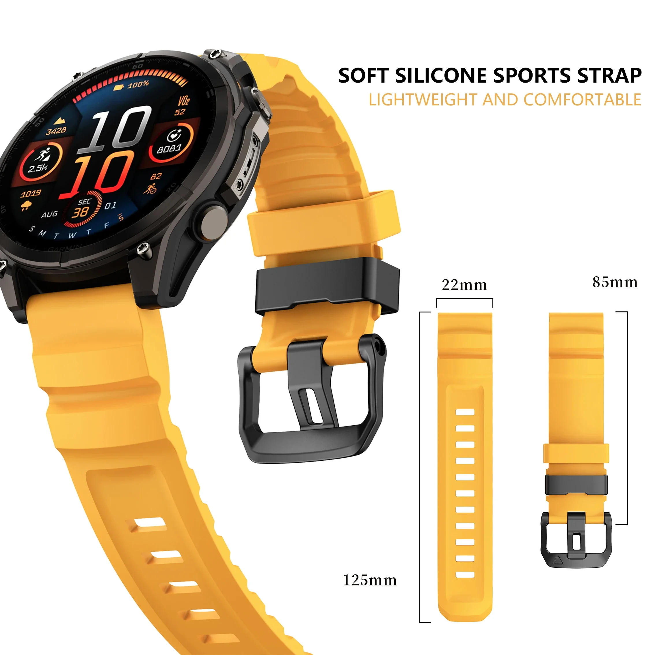 22 26 مللي متر حزام رياضي هاردمان للغارمين Fenix 8 7 7X PRO 6X 3 3hr 6x PRO Forerunner 965 حزام سيليكون ناعم مرن للرجال