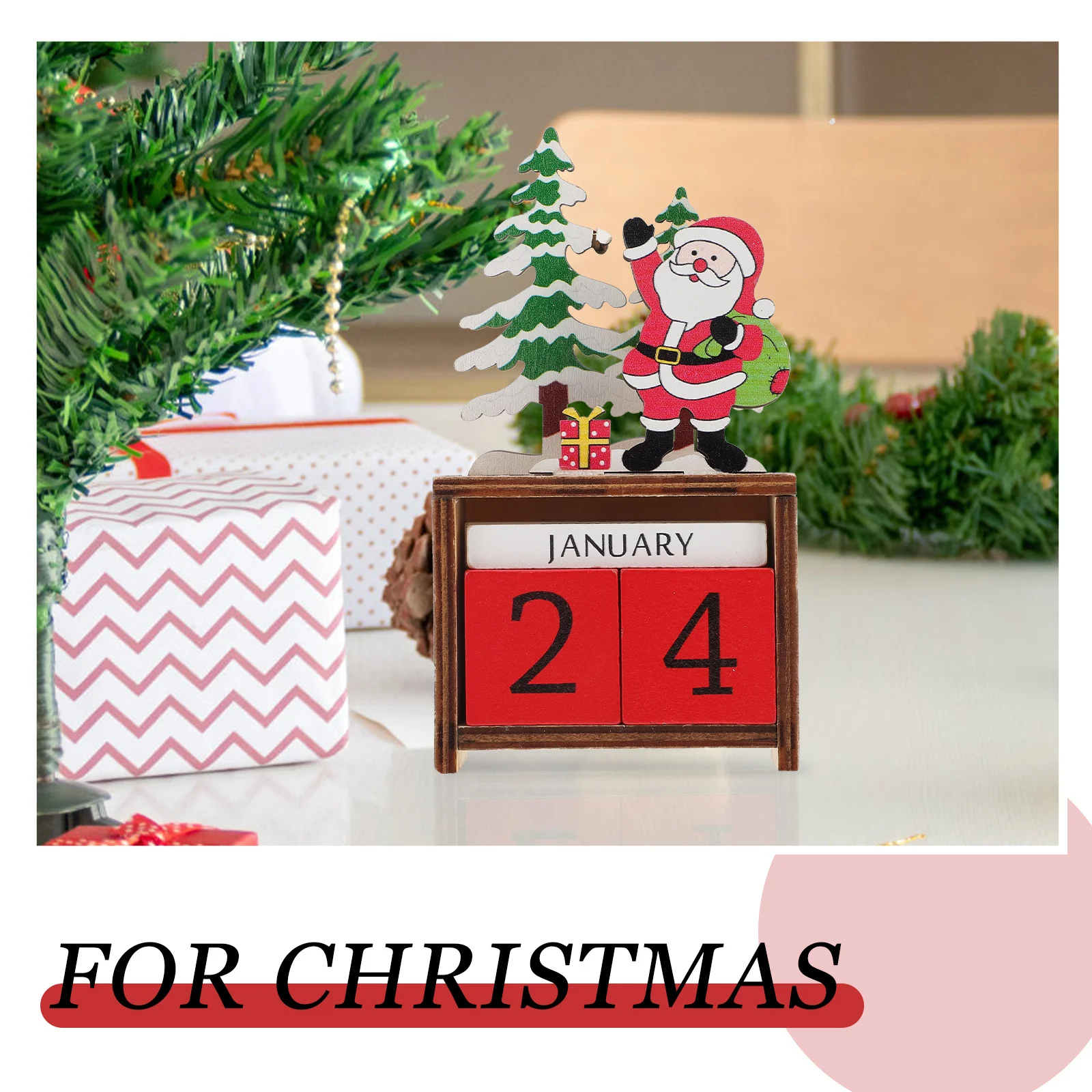 

Home Desktop Calendar Wooden Christmas Advent Calendar with Date Blocks for Family Gathering Xmas Party Decor Christmas Gift