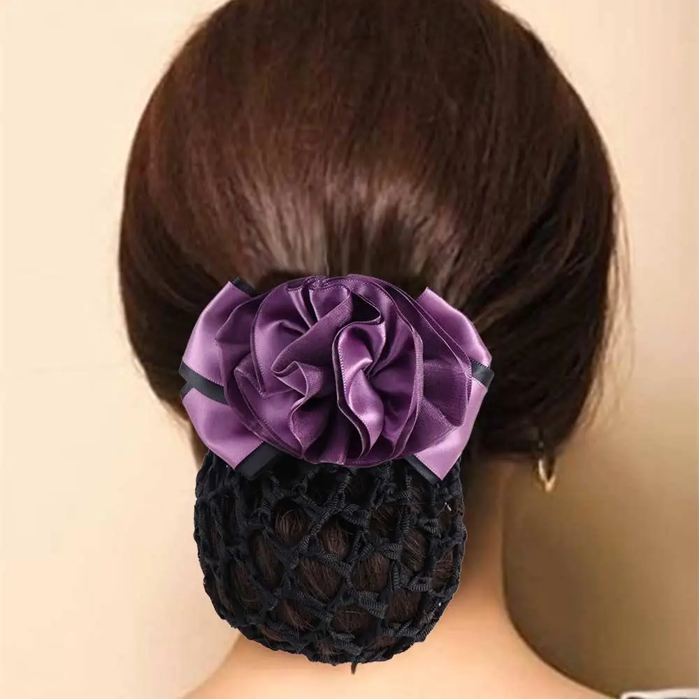 Vintage Hair Accessories Female Nurse For Girls Headwear Korean Bun Snood Floral Spring Clip Hairgrips Cover Net Ponytail Clip