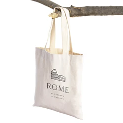 Londra roma New York City Landmark Building Women Shopping Bag doppia stampa Casual borsa per bambini Tote Lady Shopper Bags