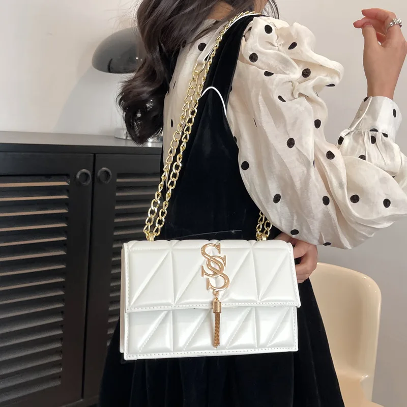 Women Small Bag Double S Letter Chain Shoulder Square Crossbody PU Leatehr Mini Fashion Luxury Designer Bag