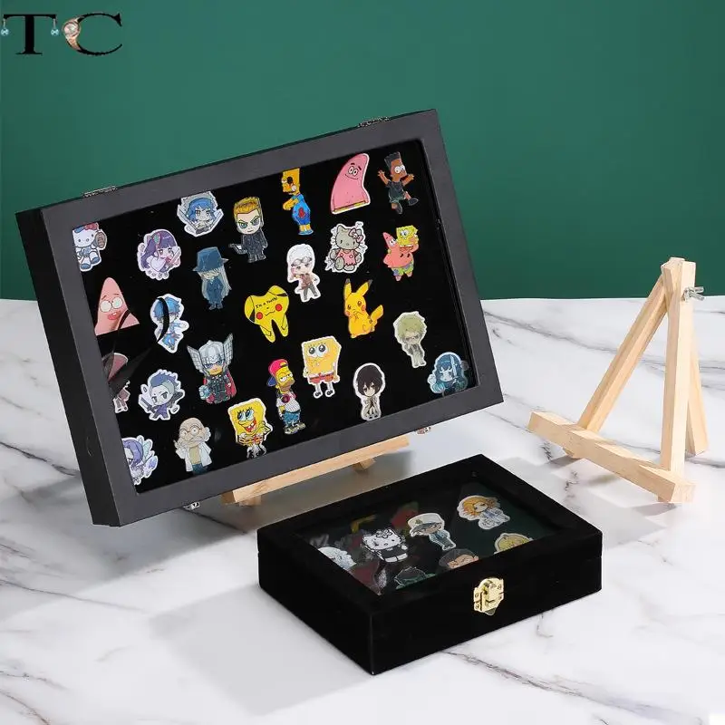 with Clear Glass Dust Badge Storage Brooch Box Collectible Award Jewelry Medal Collectible Display Board