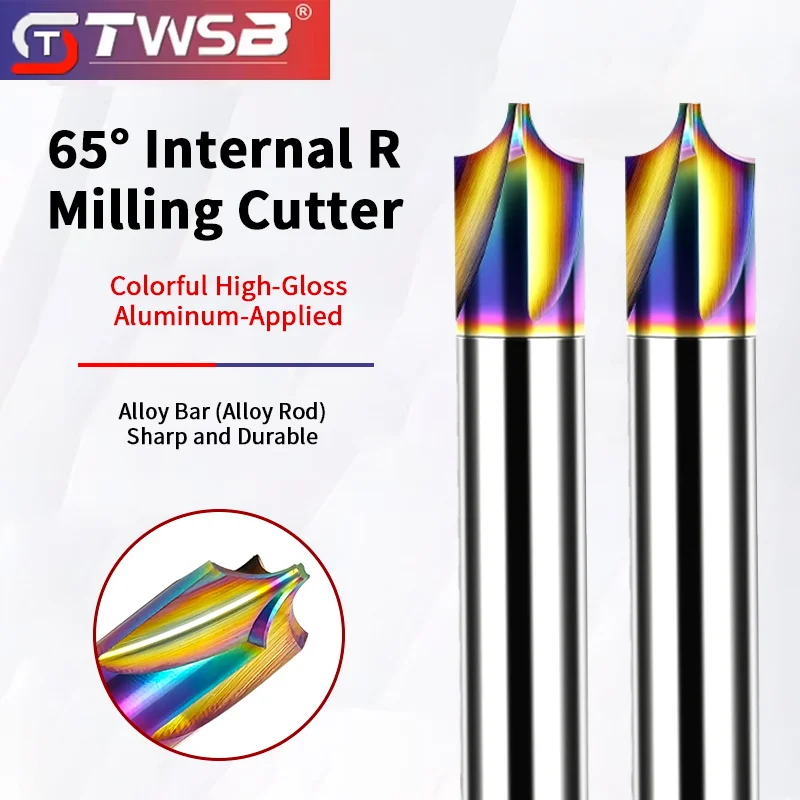 55HRC Colorful Coated Internal R Milling Cutter R0.2-R8, Solid Carbide Radius Corner Forming Chamfer End Mill for CNC Mold Machi
