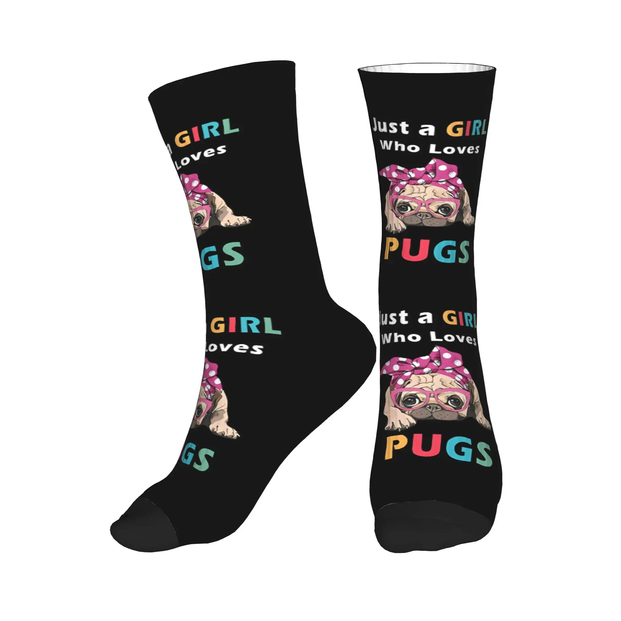 Calcetines divertidos para hombre con estampado 3D de Just a Girl Who Loves Pugs, unisex, transpirables, cálidos, con estampado 3D