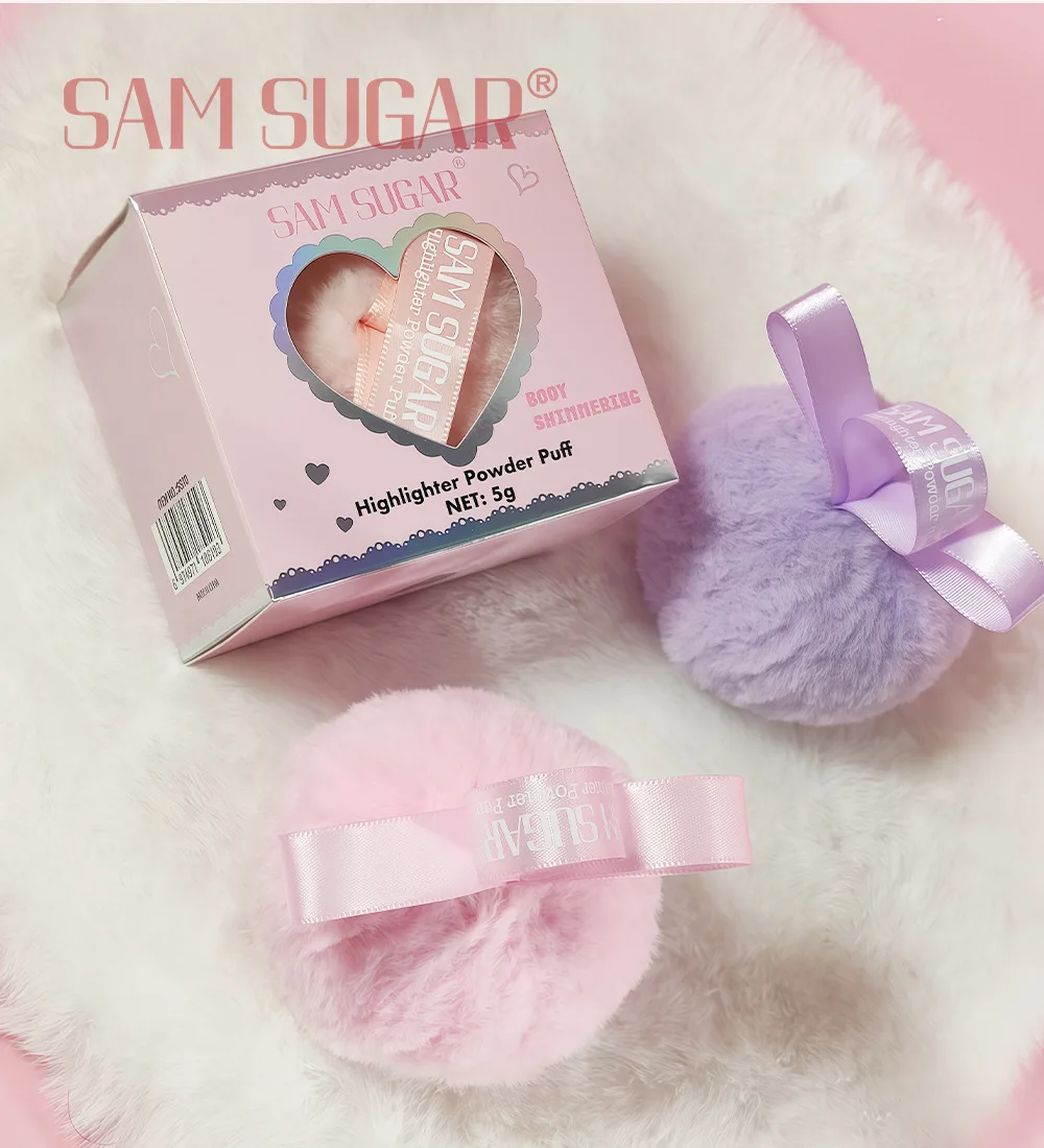 Pink Peach Shining Powder High Glitter Makeup For Face Body Collarbone Highlighting With Soft Puff Multi Use Cosmetic